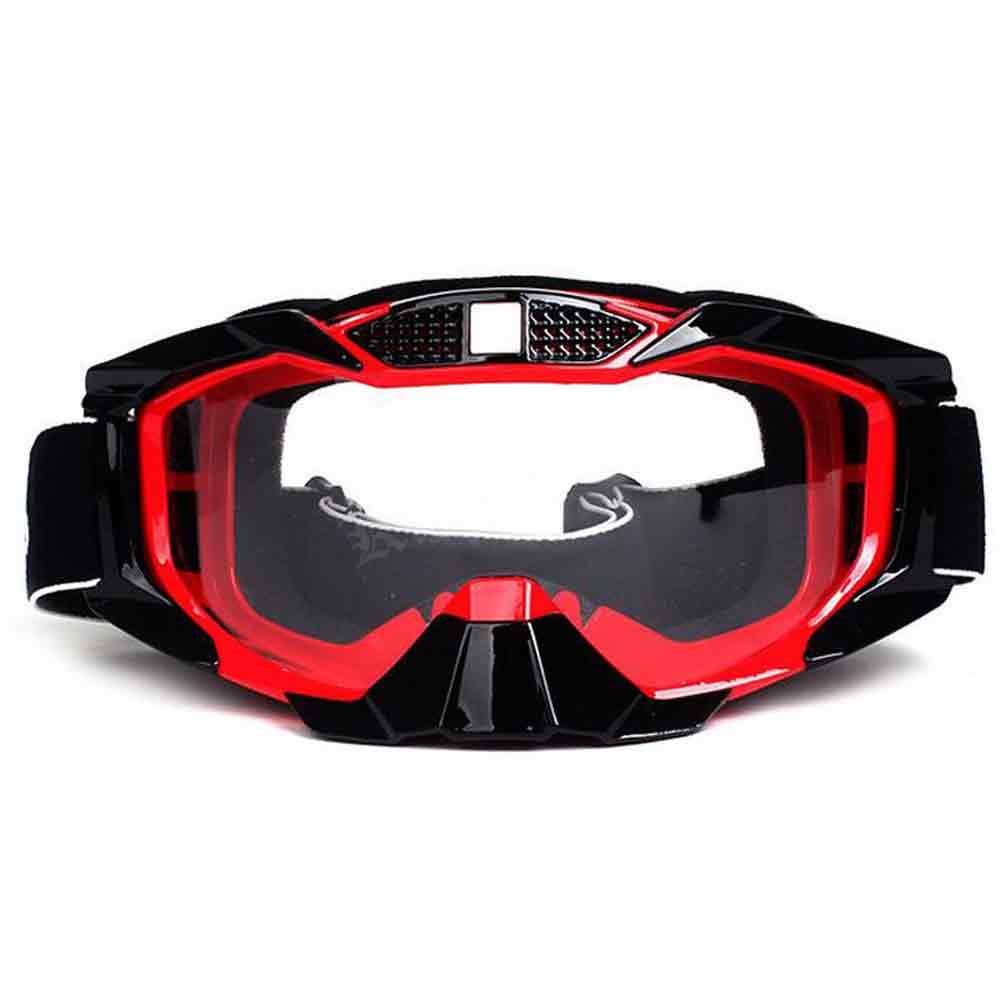 Skiën Goggle Bril Met Neus Guard Donkergrijs Zilver Print Motorbril Motocross: Rood