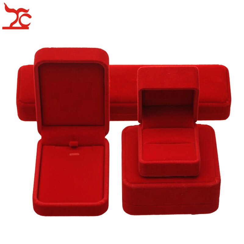 Wedding Jewelry Storage Case Amazing Red Velvet Ring Earrings Necklace Pendant Bracelet Storage Organizer Box