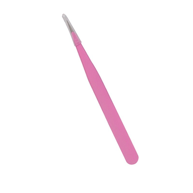 Pinzas para extensiones de pestañas, de acero inoxidable, color rosa, para extensiones de uñas artísticas: 01