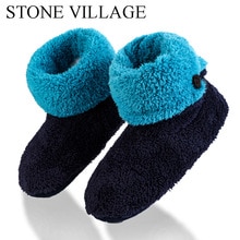Steen Dorp Back Button Gemengde Kleuren Katoen Thuis Slippers Warme Zachte Pluche Pantoffels Indoor Vrouwen Slippers Schoenen Grote Maat 41