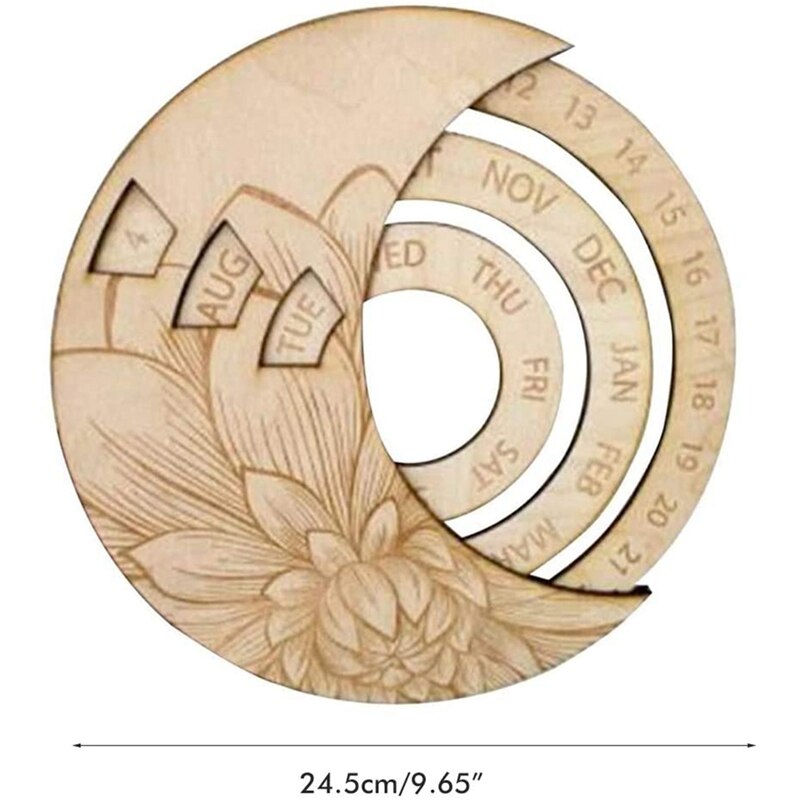 Wall Calendar, Perpetual Calendar, Wooden Wall Calendar, Adjustable Calendar Suitable for Home Office School