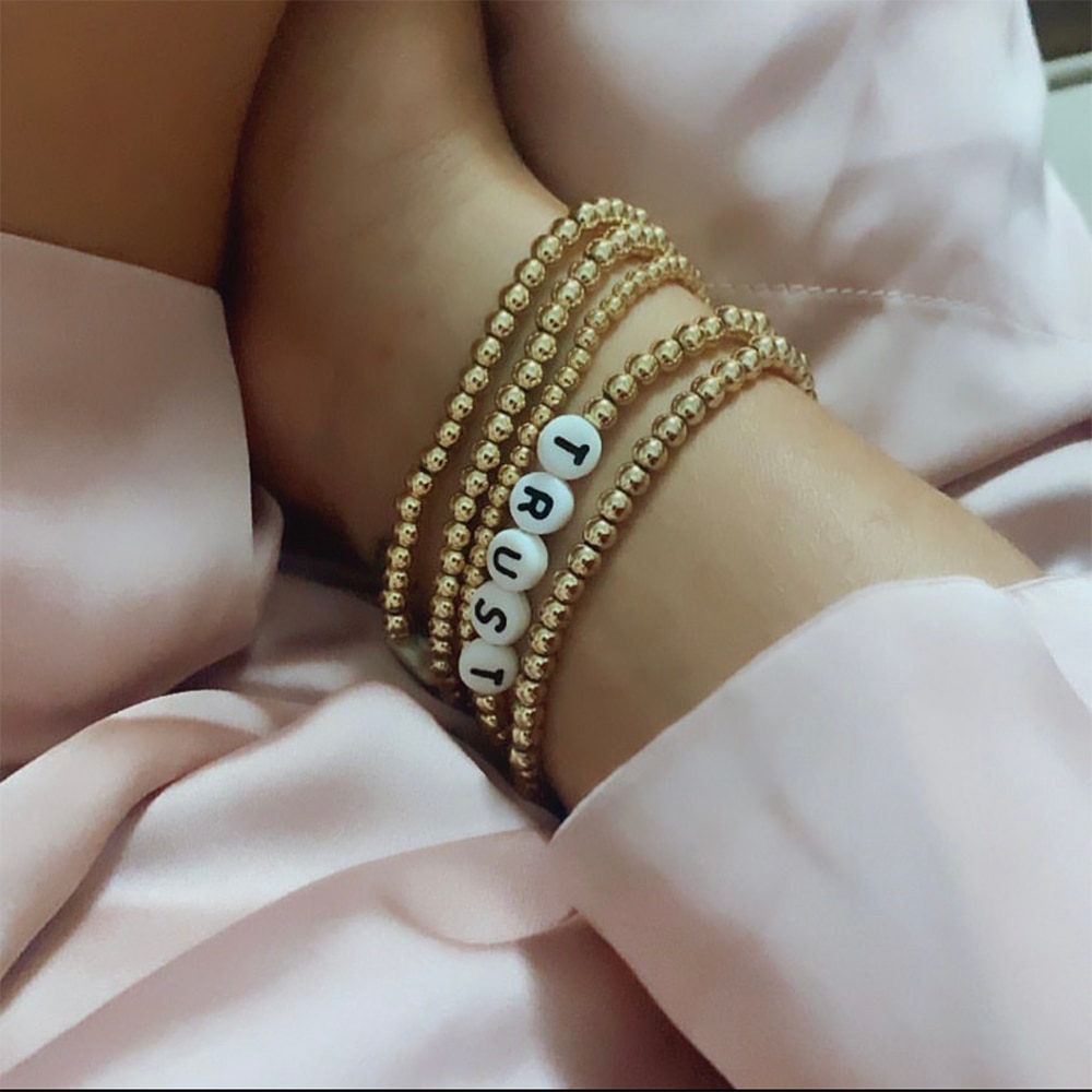 Neue Dehnbar Perlen Armbänder für Frauen Männer Gold Silber Farbe Minimalistischen Elastische Armbinde Partei Schmuck 4mm-10mm