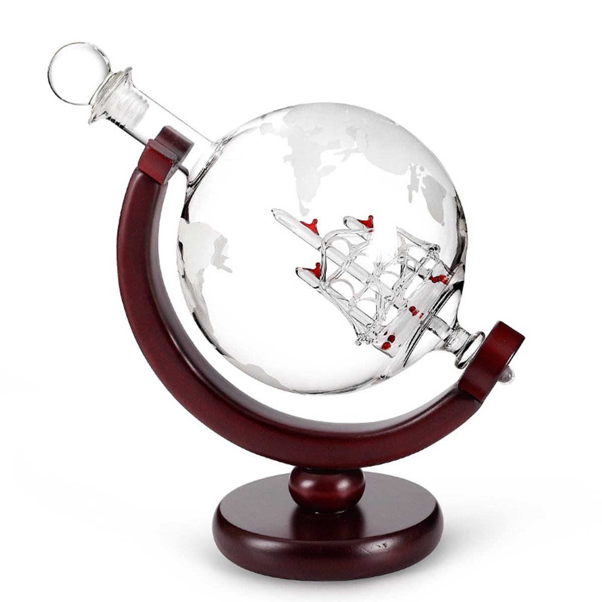 850Ml Whisky Karaf Antieke Whiskey Wijn Brandy Dispenser Schenker Beluchter Globe Glazen Karaf Met Hout Stand Thuis Bar Decor: World Globe Decanter