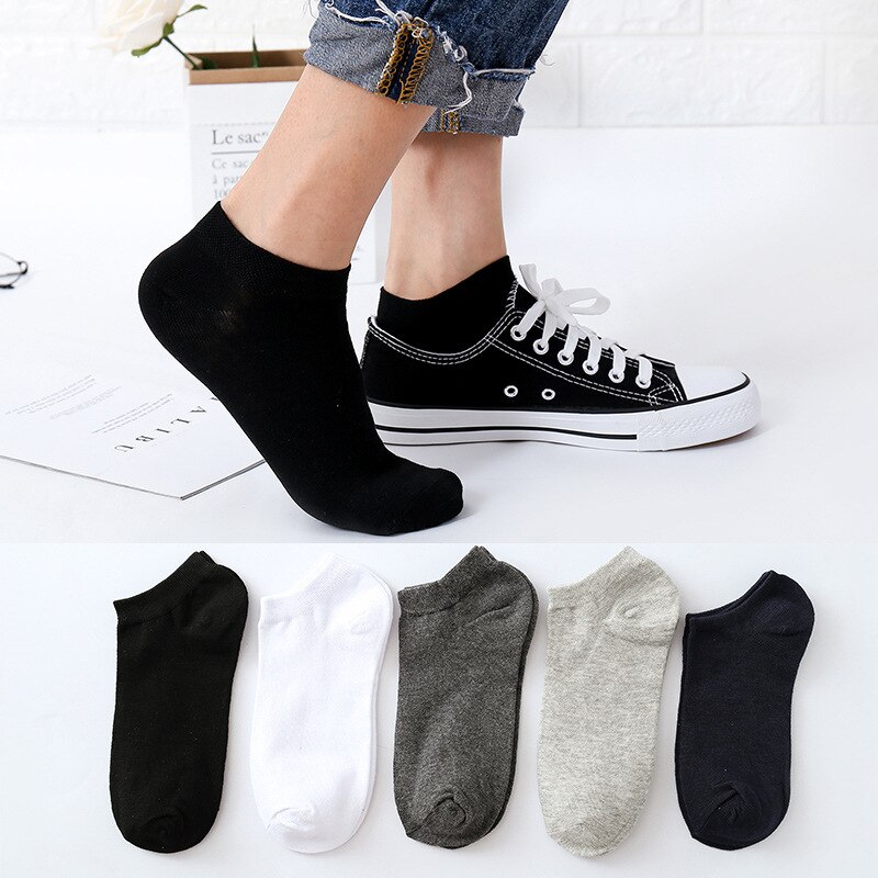 5 Pairs/Lot Men Mixed Color Cotton Socks Free Size Casual No Show Ankle Socks Male Summer Autumn Breathable Socks Men: Style 4