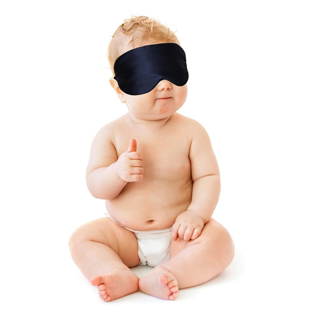 Spædbarn baby silke øjenmaske nyfødt basking uv silke øjenbeskyttende maske baby søvnskygge dækning øjenskærm: Sort