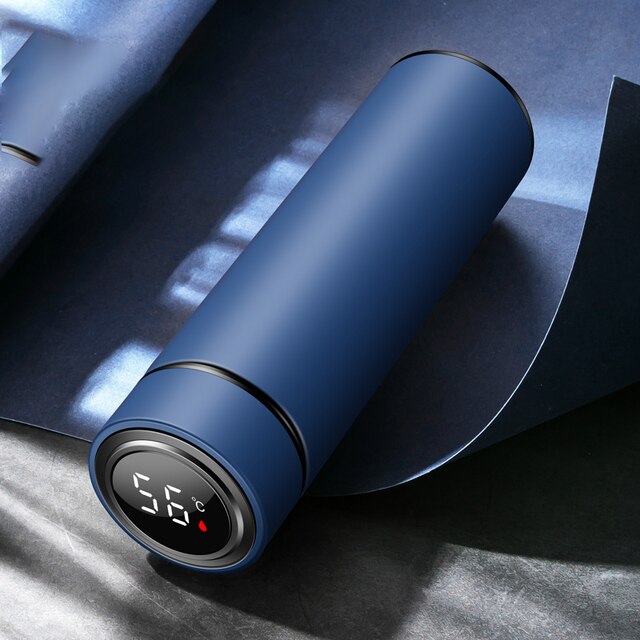 Inteligentny kubek izolowany z wyświetlaczem temperatury gadżety kuchenne wysokiej jakości butelka na wodę termos kubek termiczny ze stali nierdzewnej: niebieski