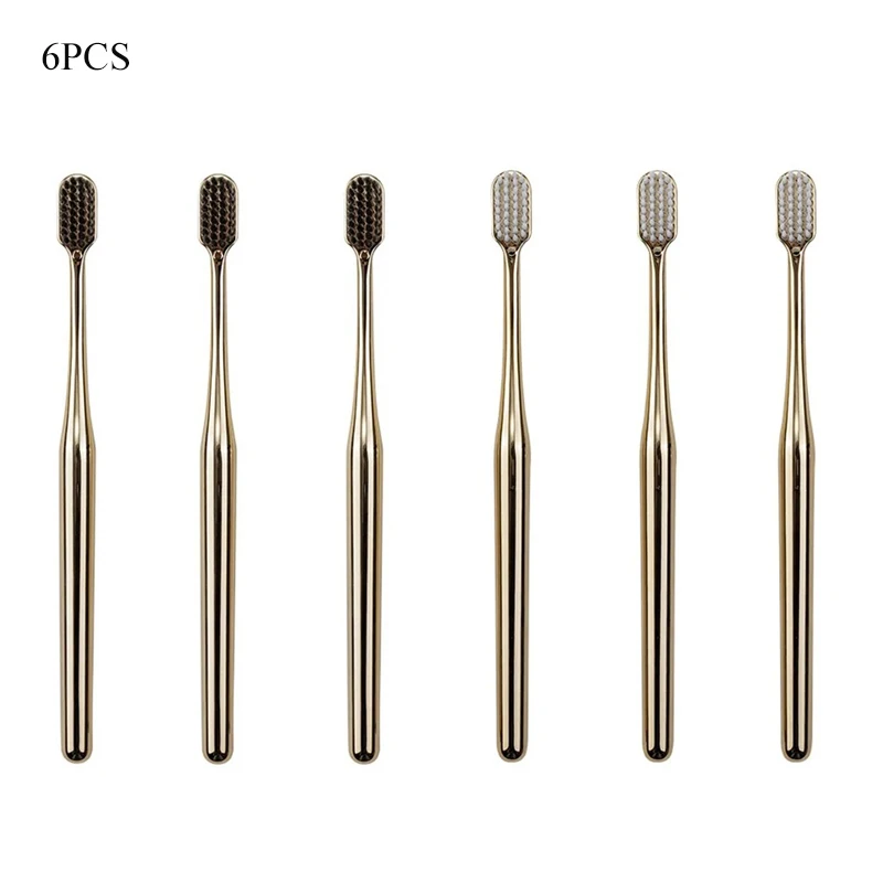 1-6 stücke Luxus Weiche Zahnbürste Männer Frauen Erwachsene Zahnbürste Gold Silber Dental Pinsel Eleganz Sanfte Zahnbürsten: Anderes