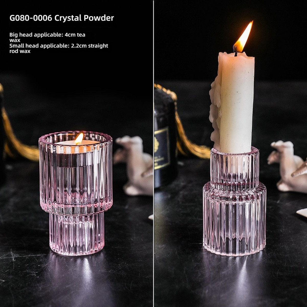 Portavelas de pilar de cristal transparente para candelabros de de mesa, centro de mesa decorativo para comedor en casa: Borgoña