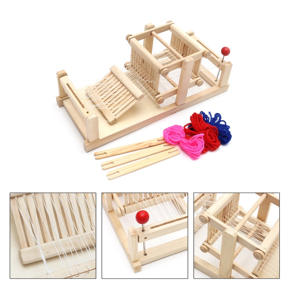 Speelgoed voor fantasiespel, houten chinese traditionele houten tafel, weefgetouw, model, doe-het-zelf, handgemaakt speelgoed voor kinderen en volwassenen