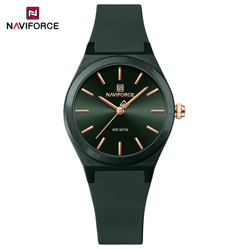 NAVIFORCE 2025 Vrouwen Mode Horloges Quartz Horloge Sport Siliconen Band Dames Horloges Eenvoudige Klok relogios feminino: Ivoor