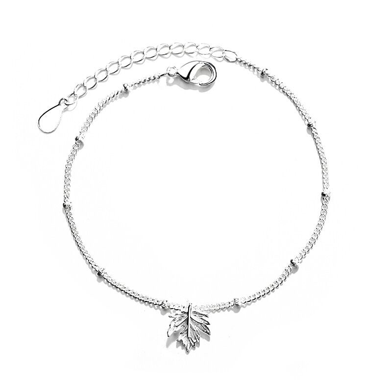 s925 sterling silver maple leaf bracelet with anti-fatigue simple student jewelry for female lover girlfriends