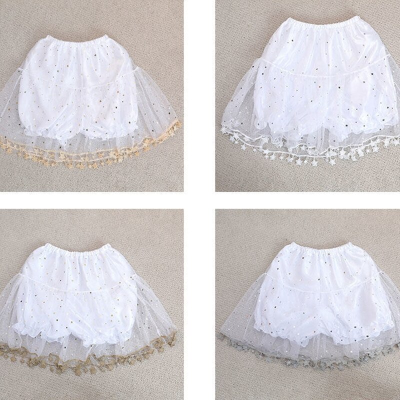 Women Petticoat Pant Pettipants Short Half Slips Underskirt with Star Tassel 17 In for Lolita Cosplay Vintage Party