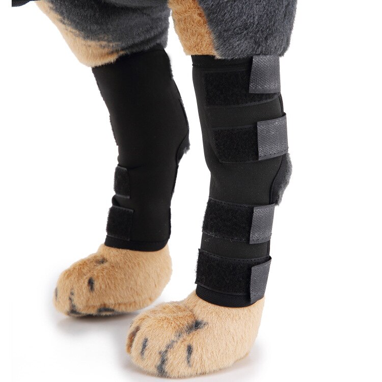 Par de perneras traseras para perro, manguitos de corvejón con cintas reflectantes para lesiones y protección para esguinces, cicatrización de heridas
