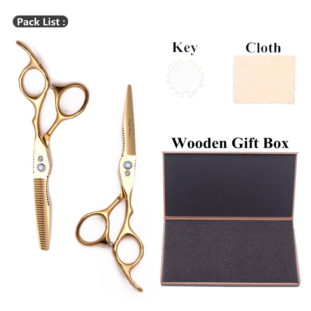 Lila Drachen 6 "JP Stahl Friseur einstellen Haarschnitt Ausdünnung Schere Haar Schneiden Schere Barbier Schere 1011# Gold: 1011 Jin D-6H