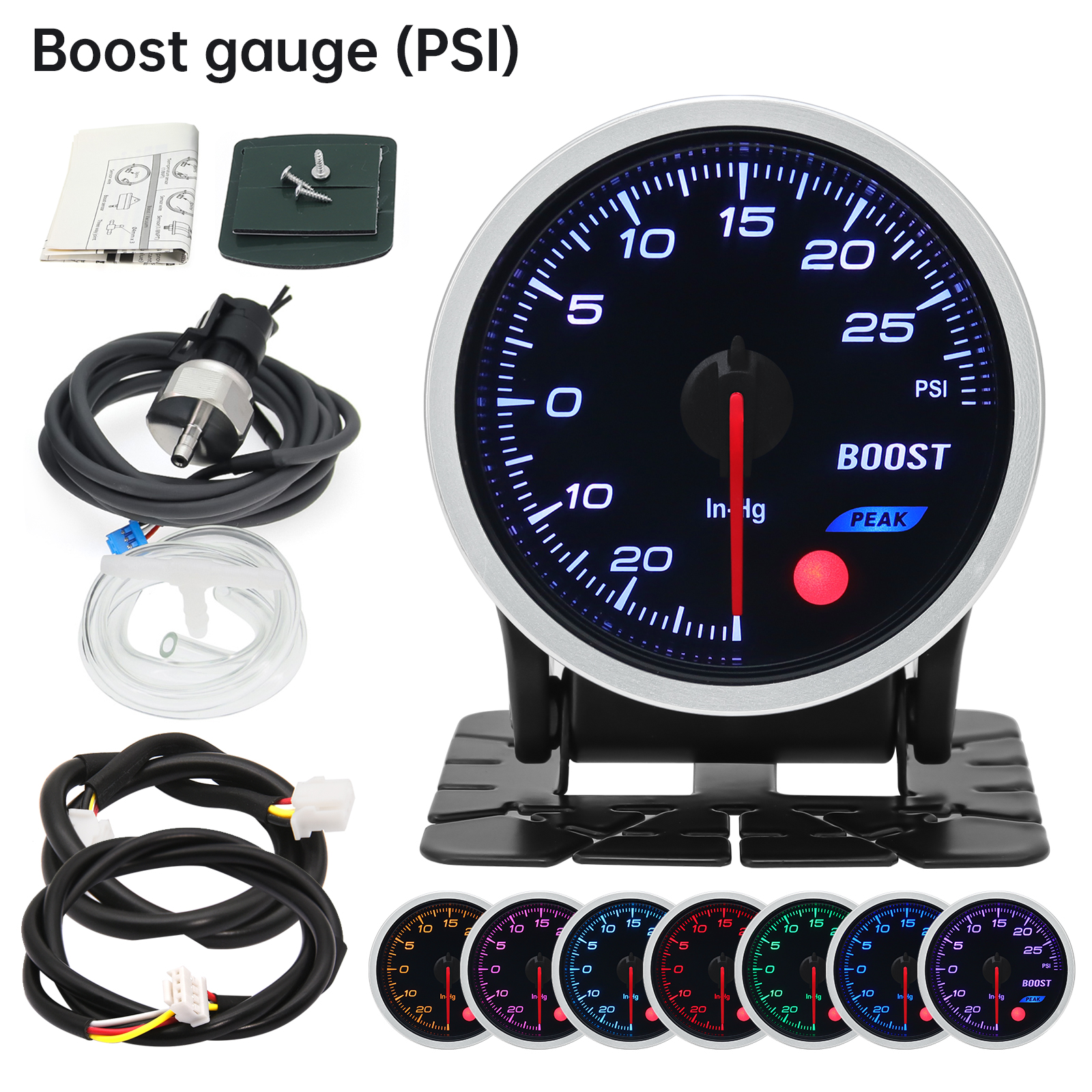 52mm 8 Colors Car Gauge Oil Pressure Bar PSI Water Temp Oil Temp EGT Exhaust Temp Turbo Boost Tachometer Fuel Level Gauge Meter: Blue
