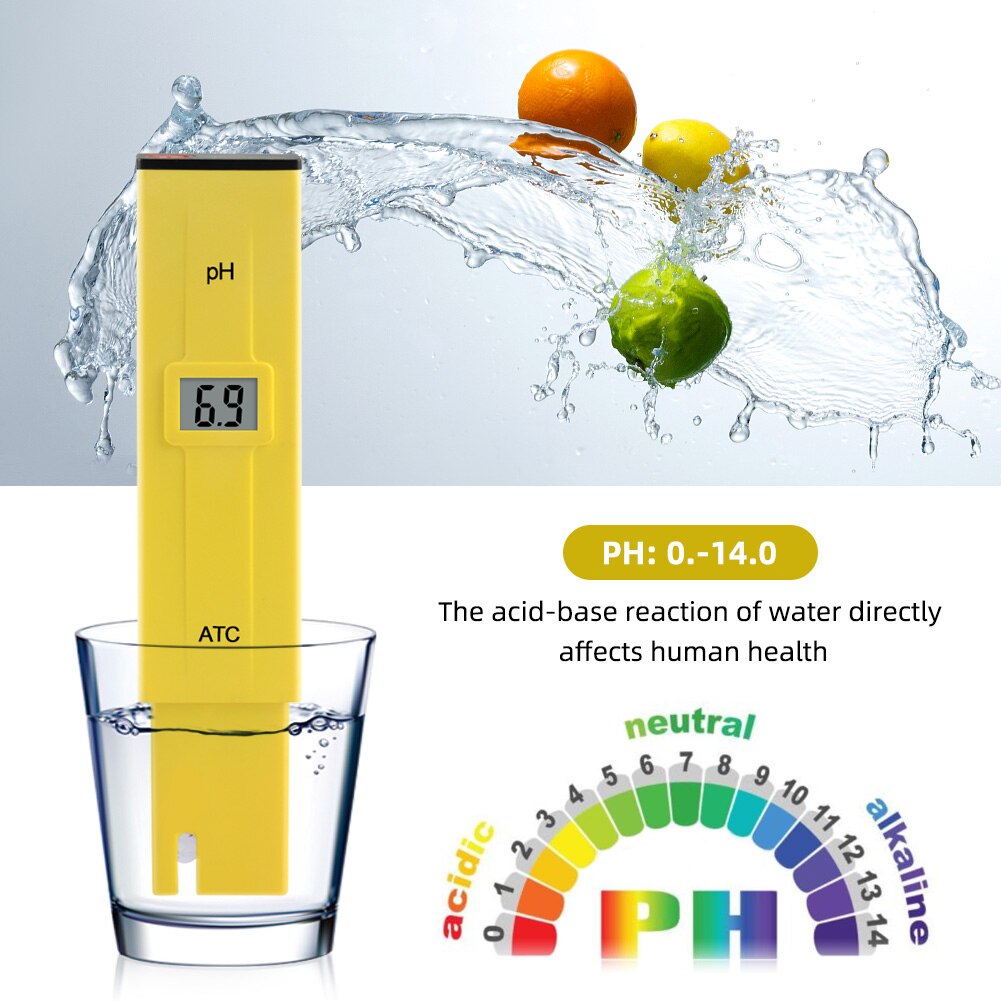 Digital ATC PH Meter 0~14 Range Water Acidity Tester High Precision Probe Test Pen for Swimming Pool Aquarium Laboratory