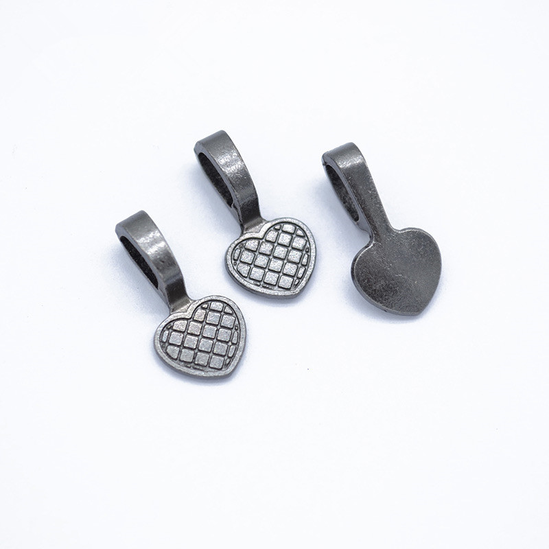 20 piezas de aleación de plata antigua de 19x9mm, almohadilla plana con pegamento en forma de corazón, baldosas colgantes, accesorios de joyería para cabujón: Gun Black