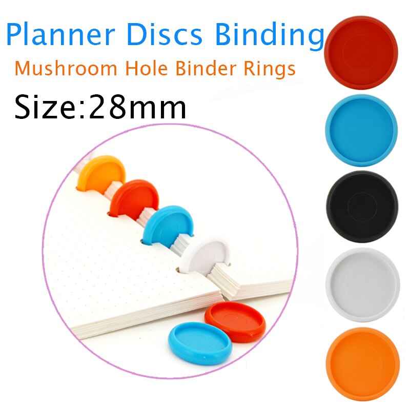 36Pcs 28Mm Kleurrijke Paddestoel Hole Binding Schijven Losse Blad Notebook Ringen Planner Dagboek Boek Bindmiddel Gesp Binding Accessoires