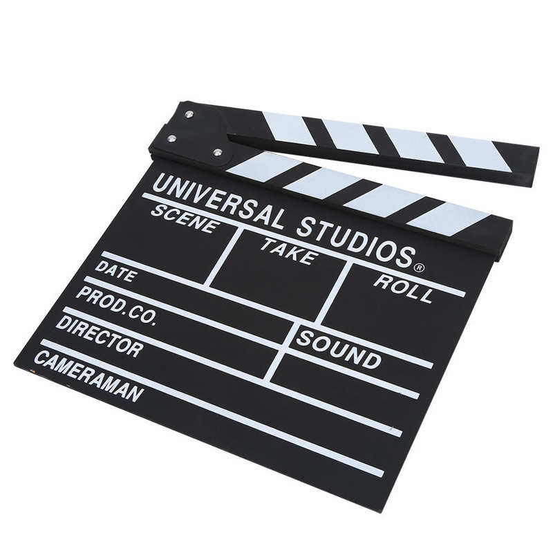 Wooden Director Scene Clapperboard TV Movie ClapperBoard Film Cut Prop 30 x 27cm