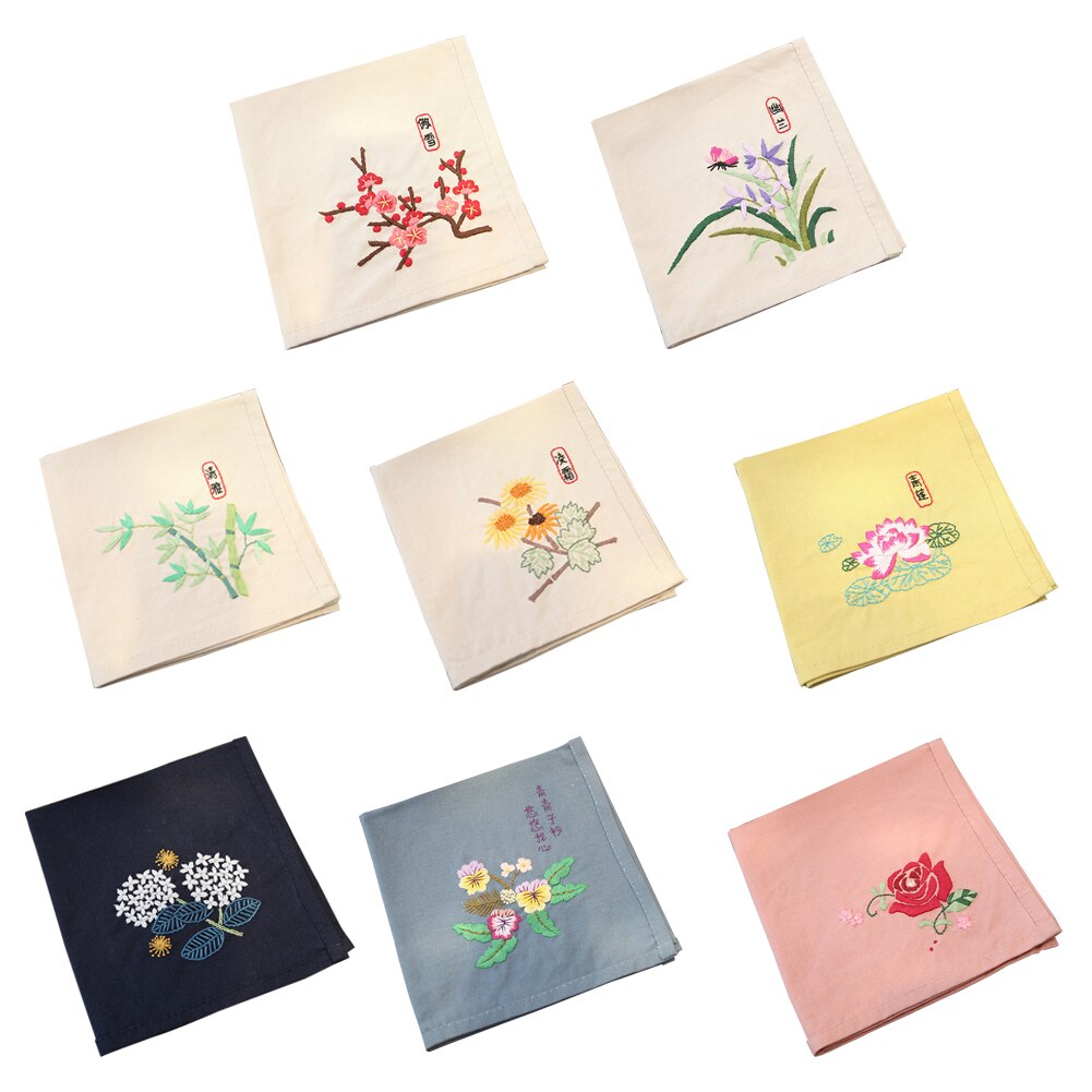 Handkerchief Flowers Plants Pattern Needlework Crafts Stamped Embroidery Sets DIY Retro Package Flowers Accessories