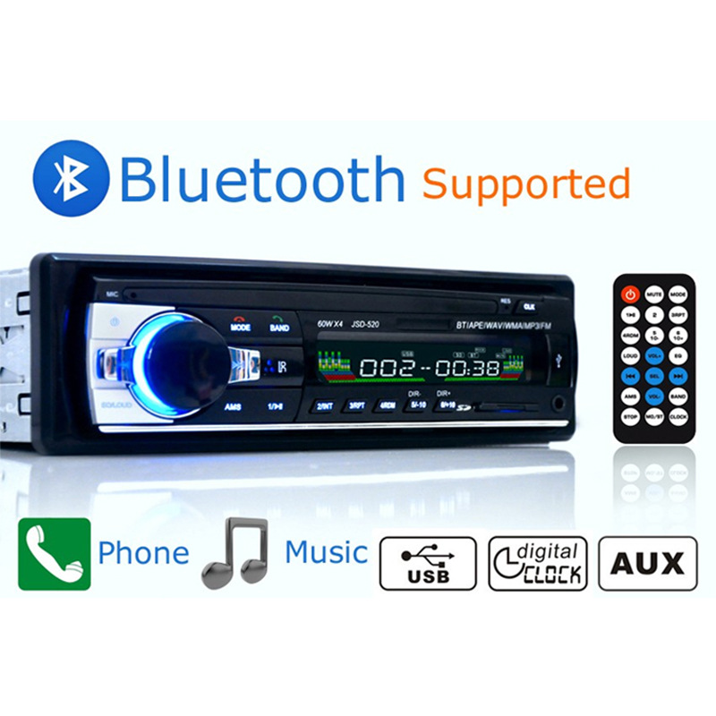 Bluetooth Autoradio Autoradio Radio FM Aux Ingang Ontvanger SD USB JSD-520 12 V In-dash 1 Din Auto MP3 Multimedia Speler Autoradio