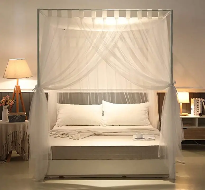 Simple 4 Corners Post Curtain Bed Canopy Bed Frame Canopies Net Bedroom Decoration Accessories Mosquito Net
