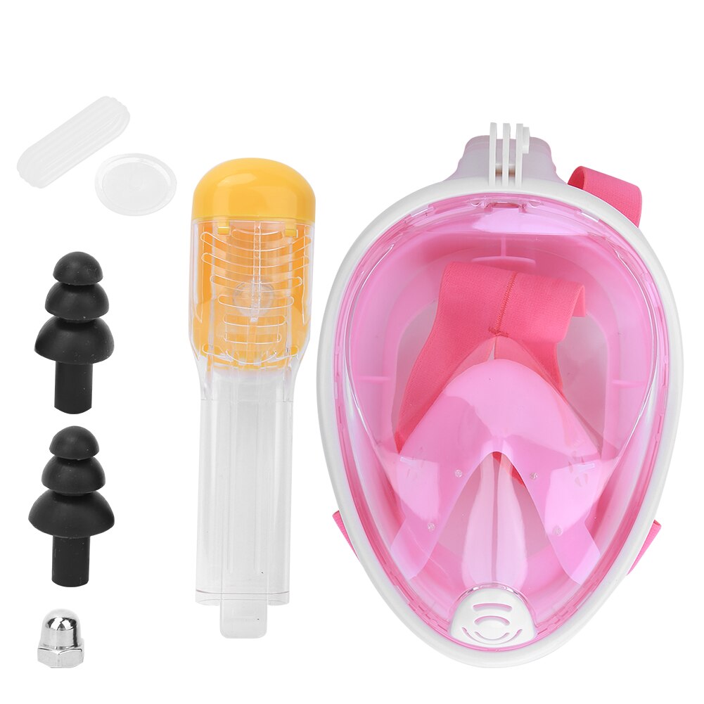 Volwassen Kind Duikbril Onderwater Scuba Anti Fog Volledige Gezicht Duikbril Snorkelen Met Anti-Slip Ring Snorkel Bril voor Gopro: Pink S M