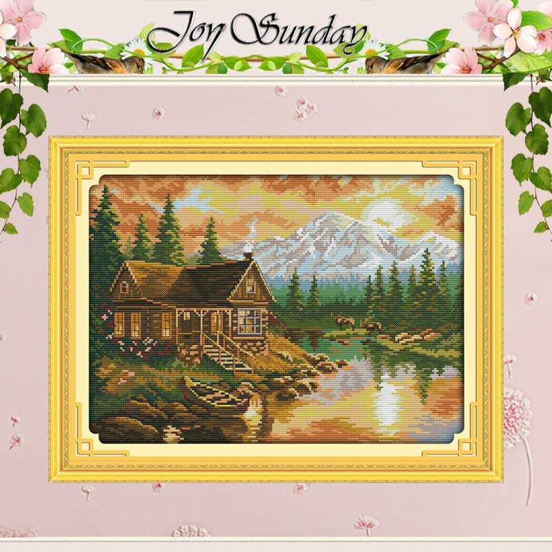 Sunset (1) Patterns Counted Cross Stitch Diy 11CT printed 14CT Cross Stitch Set Landscape Cross-Stitch Kit Embroidery Needlework