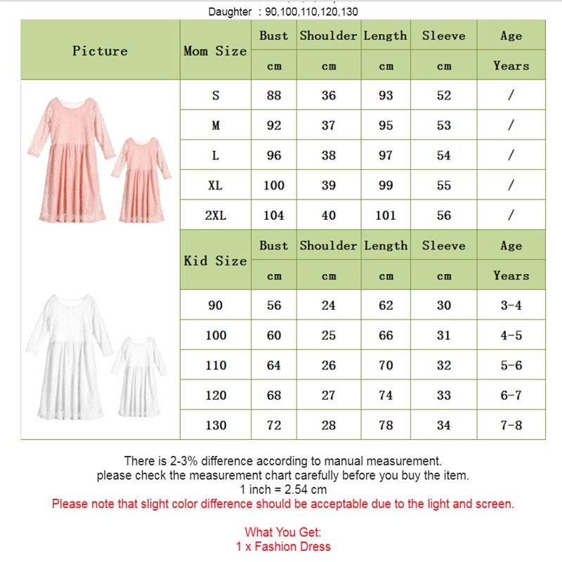 Formal Family Matching Clothes Mother Daughter Ankle-Length Dresses Womens Girls Lace Floral Long Sleeve High Waist Dresses