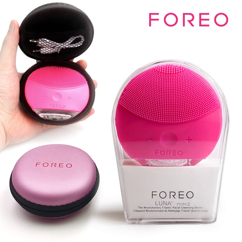 Foreo luna mini 2 limpieza facial silicone escova de limpeza facial, logotipo real de foreo luna, carregamento usb, à prova dwaterproof água, nível 8