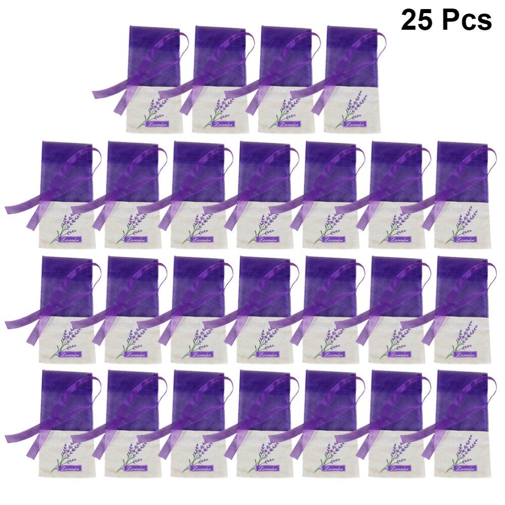 25pcs Empty Lavender Bags Floral Printing Fragrance Pouch Sachets Bag for Relaxing Sleeping Dark Purple)
