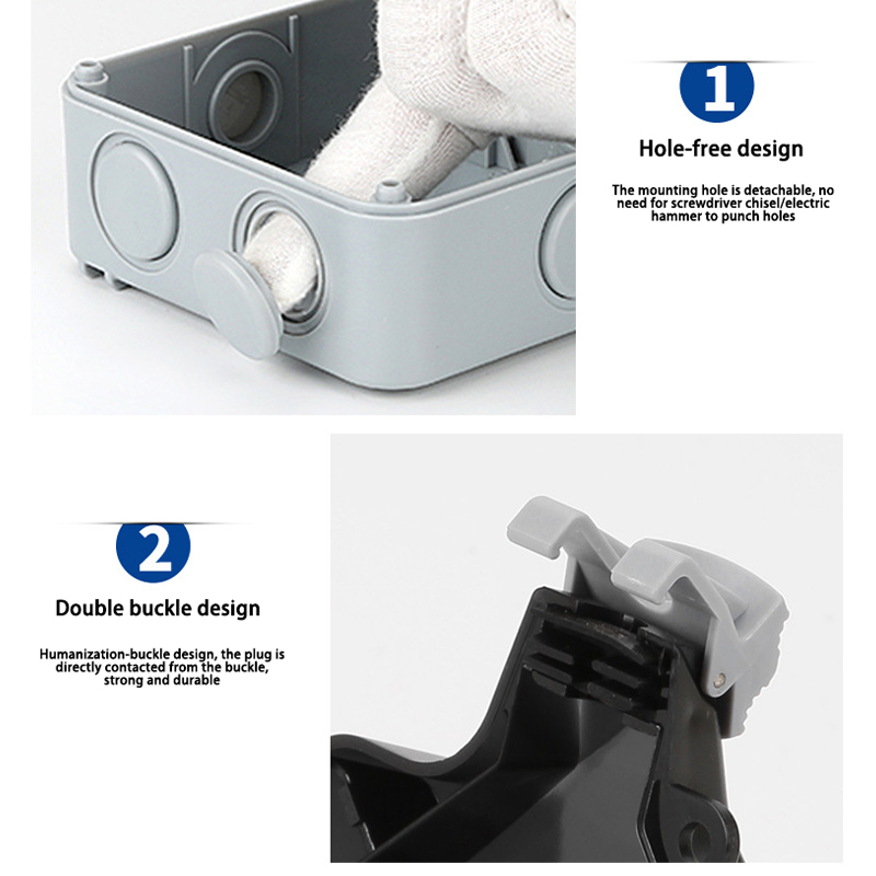 Outdoor Waterproof Rainstorm Proof IP66 Fully Shielded Socket Junction Box Exposed Anti Leakage Protection Power Socket Box