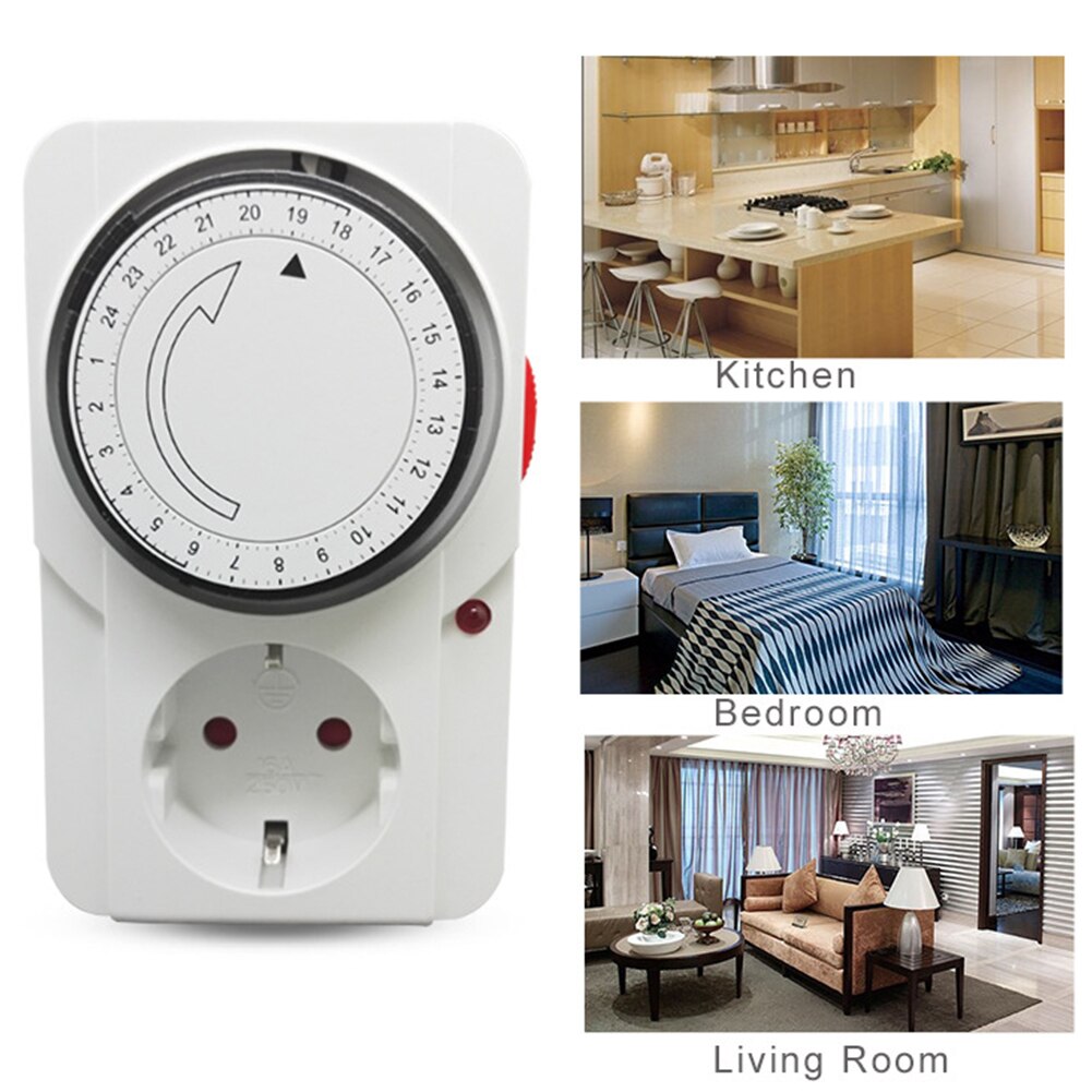 Outlet 250V Practical Timer Socket Electronic Switch Plug In 3 Pin Household Time Control 24 Hour Segment Energy Saver