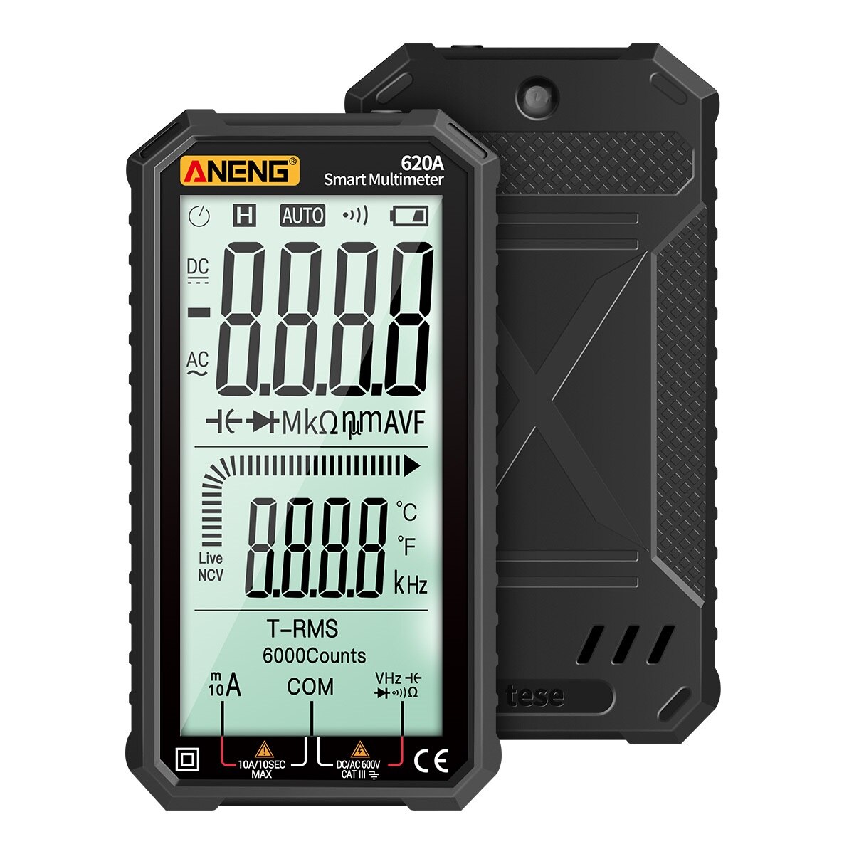 ANENG 620A Digital Multimeter 6000 Counts Digital Display True RMS Resistance Diode Capacitance Temperature Frequency Measure: Black