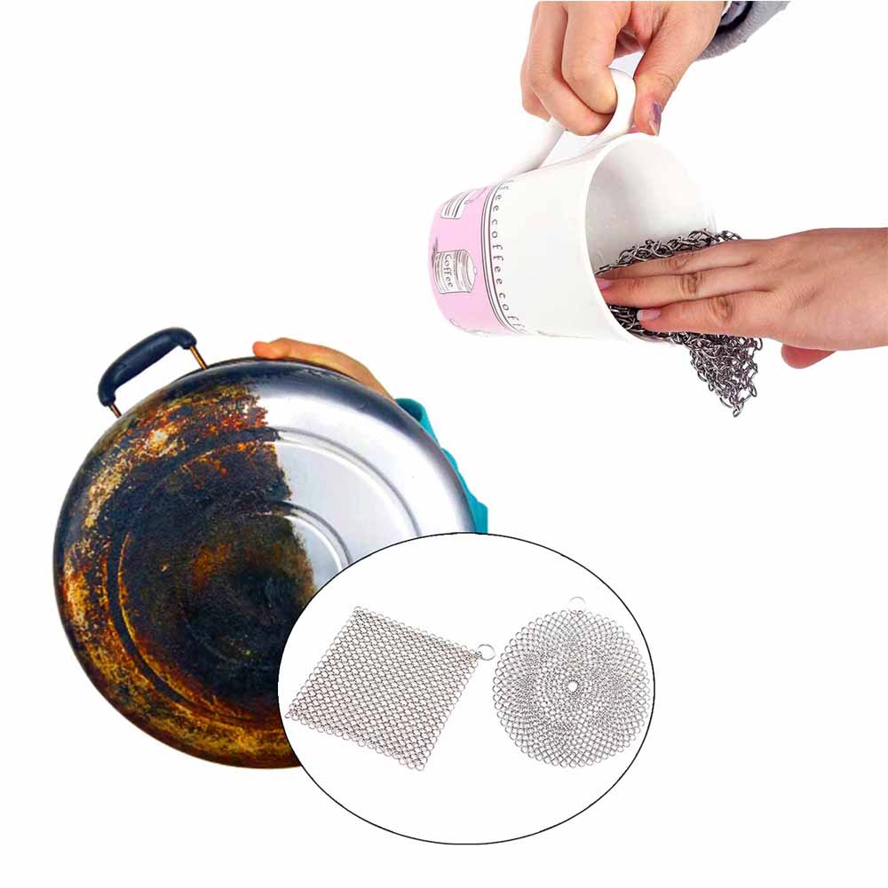 4in-6in 316 Cast Iron Cleaner Kitchen Rust Pot Pans Cleaning Scrubber Steel Rust Remover Scraper Brush Kit Metal Cleaning Brush