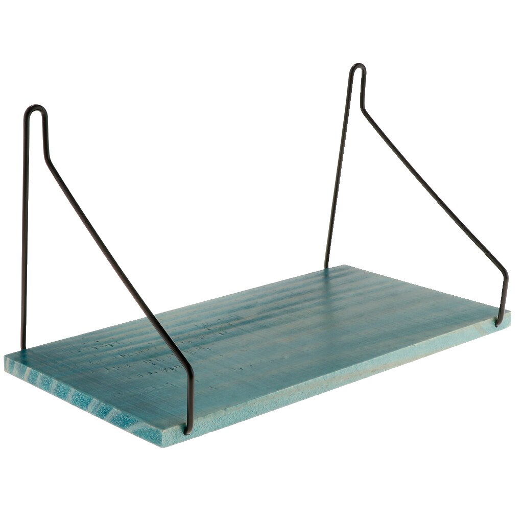Prateleiras flutuantes para parede, prateleira rústica para armazenamento de metal, decoração da casa, azul/branco