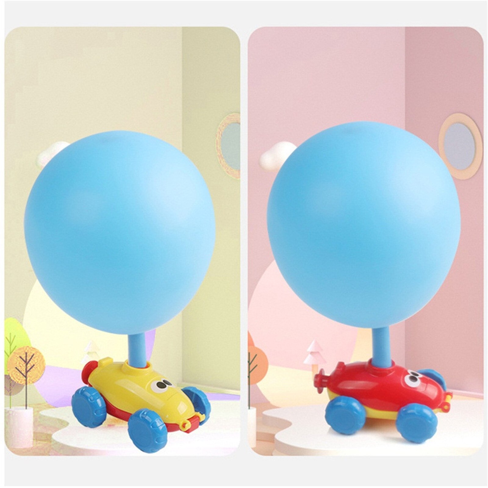 Inertiële Power Ballon Auto Opblaasbare Ballon Pomp Hand Push Mini Plastic Inflator Luchtpomp Power Science Experiment Speelgoed Voor Kid