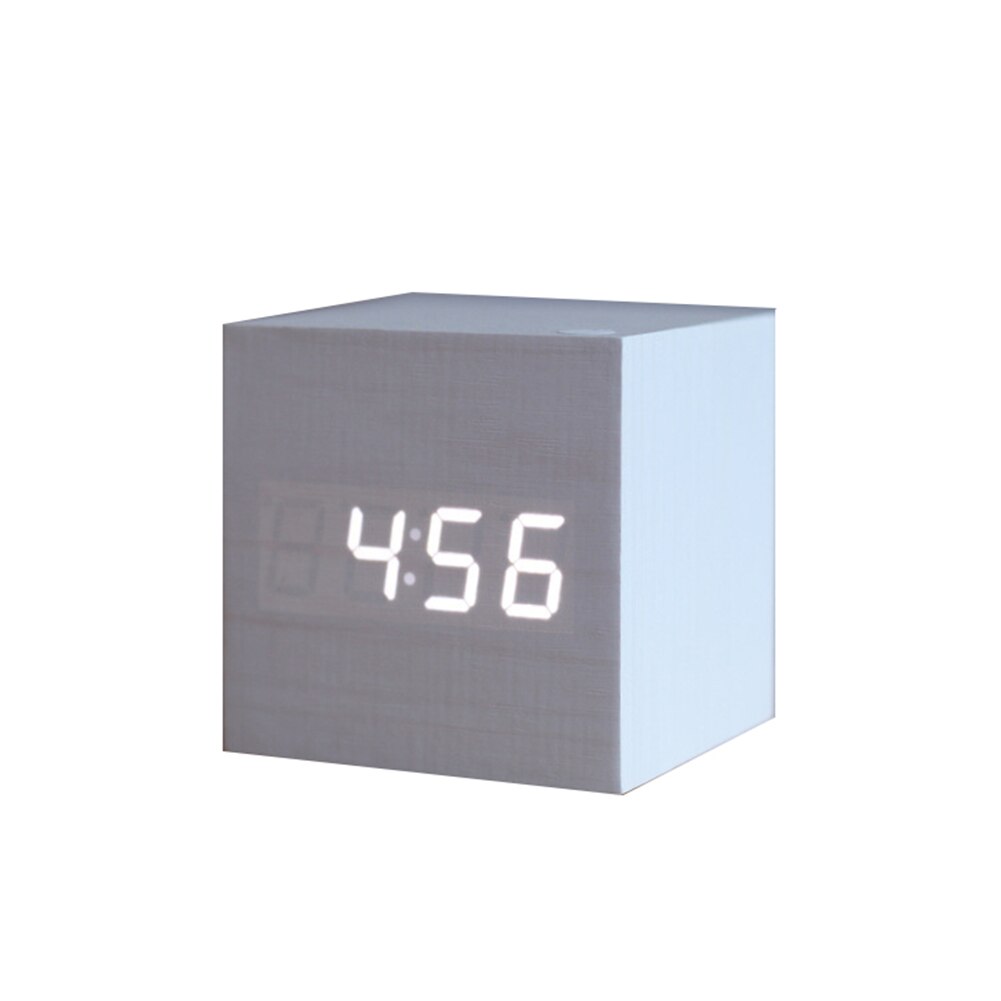 Horloge miroir en bois moderne commande sonore | Horloge numérique de bureau, horloge numérique, horloge électronique: white white