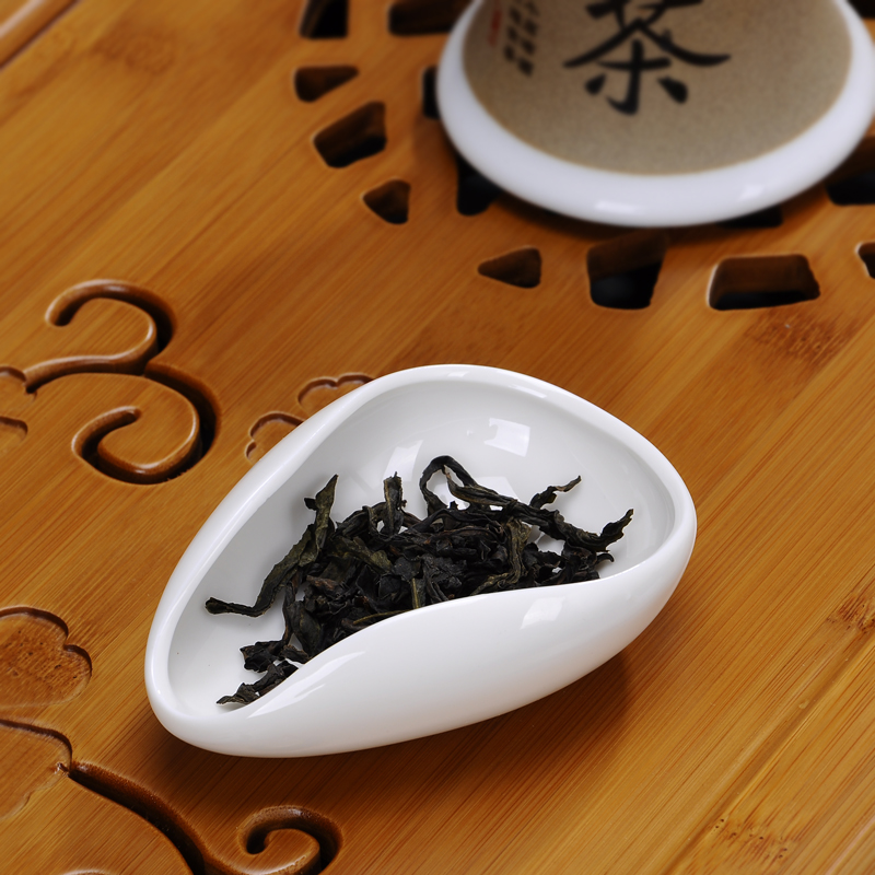 Juego de té Kung Fu de cerámica blanca pura, cuchara de té de porcelana de Jade blanco, té es premiado, bandeja de té, ceremonia de té: A