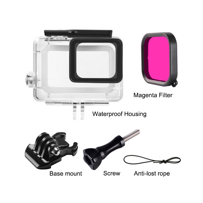 Kit de filtros Paquete de 3 lentes de Color rojo Magenta Filtro de Color rojo para GoPro Hero 5 6 7 negro 45m carcasa impermeable accesorio de carcasa: Kit D