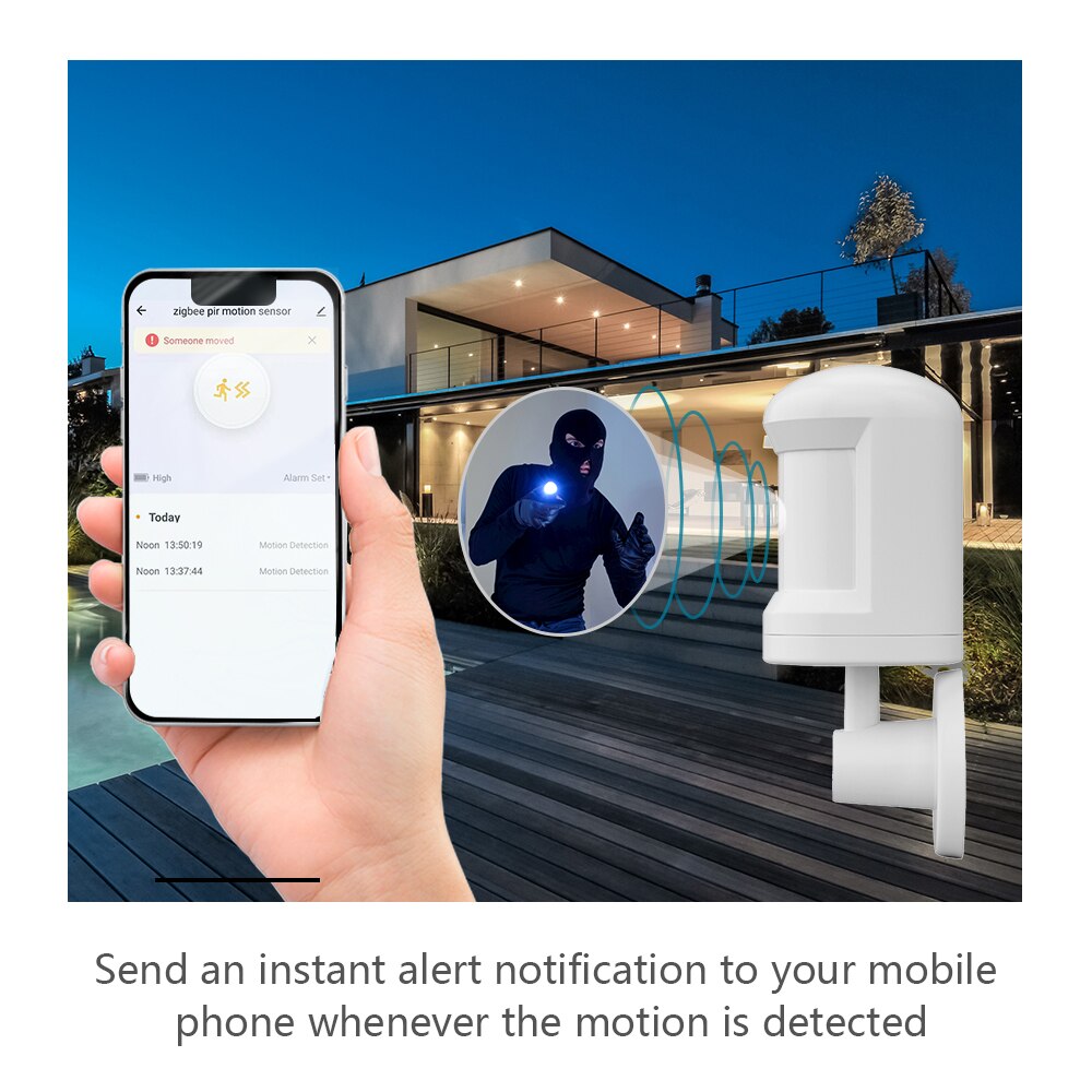 Smart Motion Sensor ZigBee PIR 360 Degree Rotation Smart Human Body Sensor Wireless Motion Detector Work with ZigBee Gateway