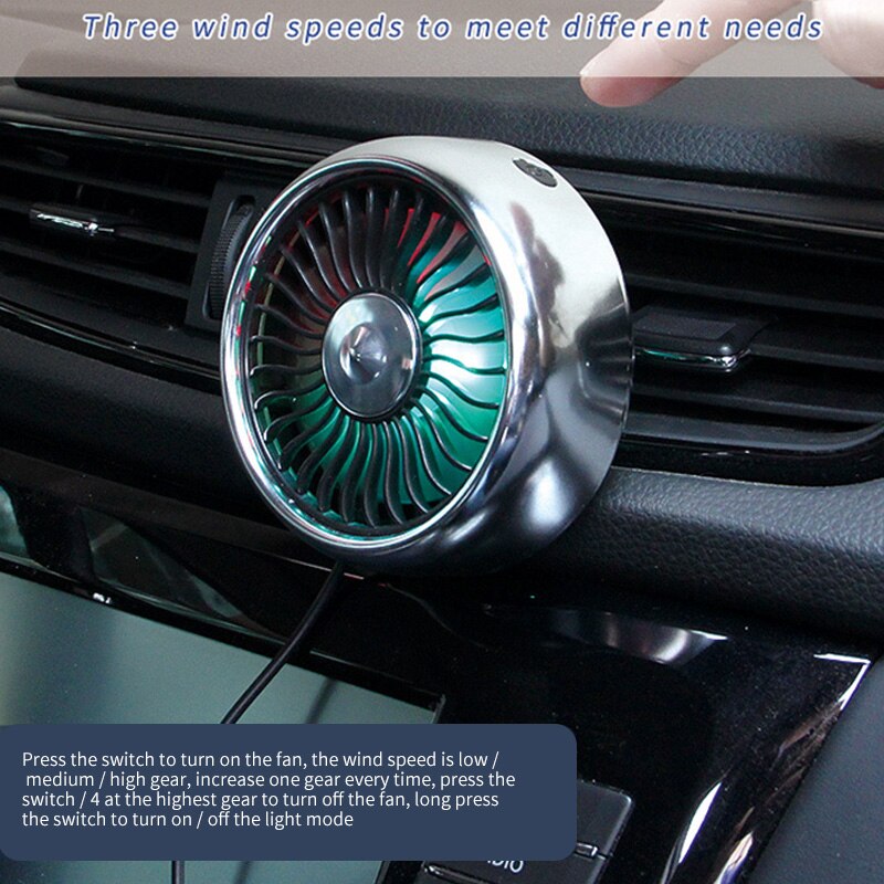 Car Multifunctional Electric Fan Car Air Outlet Center Console Wind Power Expansion USB Mini Auto Cooling Fan