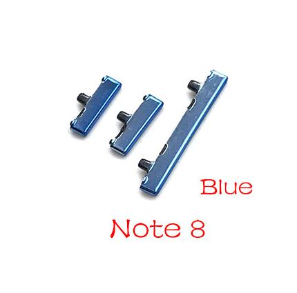 SIde Volume Button + Power ON / OFF Buttton Key Set For Samsung Galaxy Note 8 S8 S9 S10 Plus Replacement Parts: Note 8 Blue
