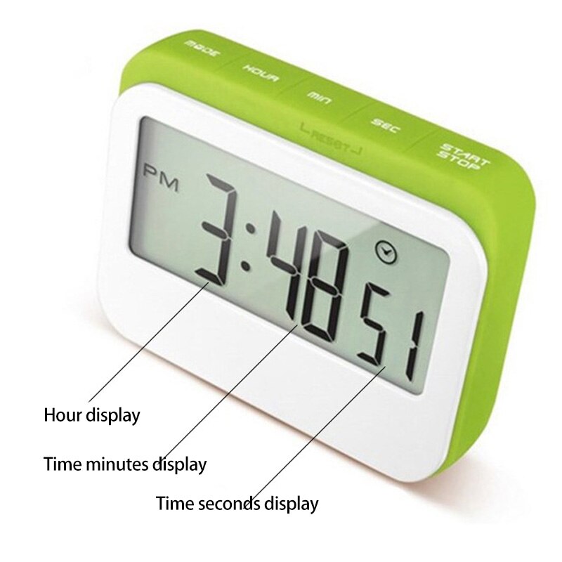 LCD Digital Countdown Timer Stopwatch Alarm with Stand Kitchen Timer Practical Cooking Alarm Clock