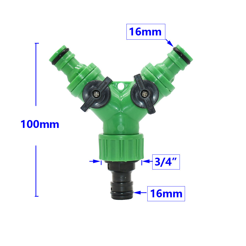 Garden Hose 2-Way Tap Hose Water Splitter Female 1/2 3/4" Thread Y Irrigation Valve Quick Connector Fittings For Faucets: Gold