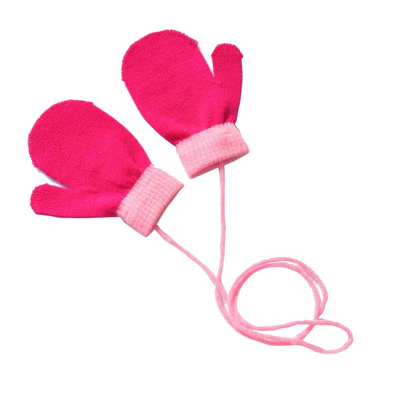 Warmom Kinderen Winter Warm Gebreide Jarretel Handschoenen Met Touw Volledige Vinger Wanten Handschoenen Voor Kinderen Peuter Kids Voor 1-4Y: Rose Red