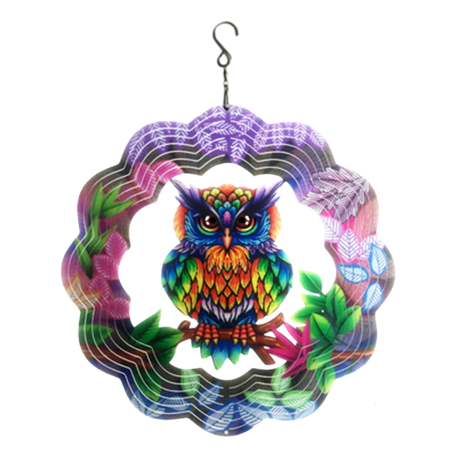 Garden Decor 3D Wind Spinner Blue Owl 12Inch Garden Laser Cut Hanging Wind Spinners Metal Yard Art Deco Indoor Outdoor Decor 1 X 3d Wind Spinner Blue Middle Finger