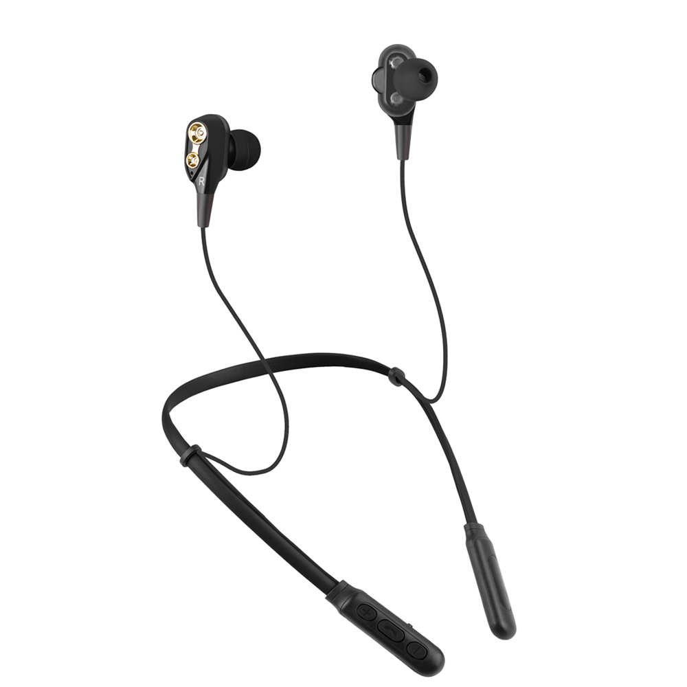 ALWUP G01 Bluetooth Earphone Wireless Headphones Four Unit Drive Double Dynamic Hybrid Deep Bass Earphone for Phone with mic 5.0: G01-BK