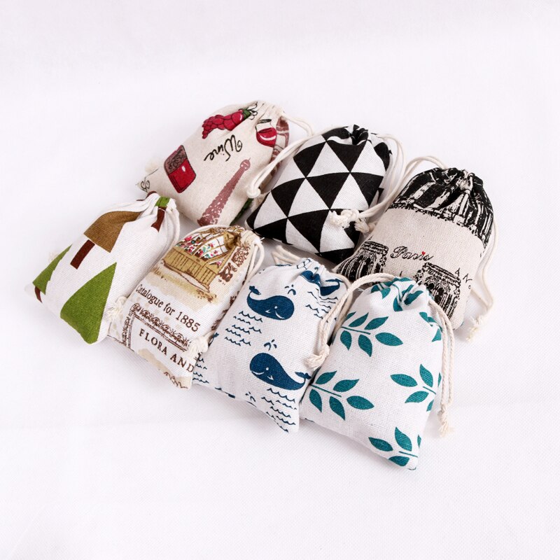 5pcs/lot Flower Cotton Bags 8x10cm Mini Jewelry Happiness Wedding Candy Bags Fabric Drawstring Cute Usual Bags