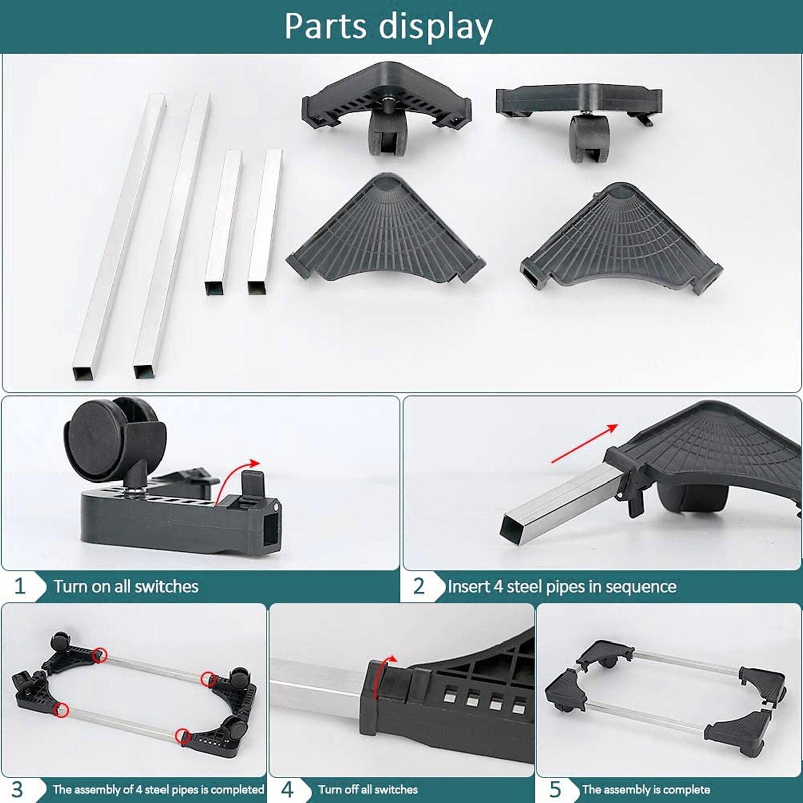 Mobile Computer Towers Stand CPU Rolling Holder Desktop Tower Stand Bracket With Caster Wheels For Computer Cases PC
